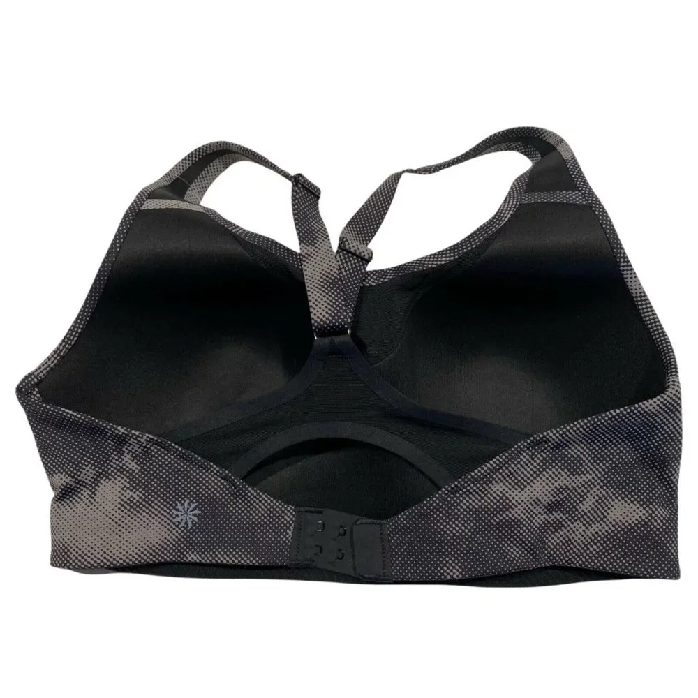 NWT ATHLETA Printed Advance Bra B-DD Sz 40C Black Gray Adjustable Straps - Picture 2 of 5